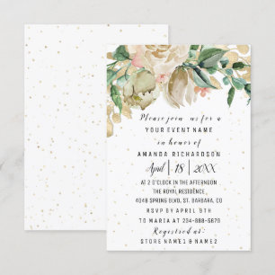 Invitation Fête des mariées Fleur Brunch Vert Confet blanc