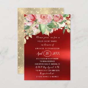 Invitation Fête des mariées Fleur Brunch Vert Or Marsala