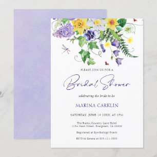 Invitation Fête des mariées Fleur sauvage aquarelle
