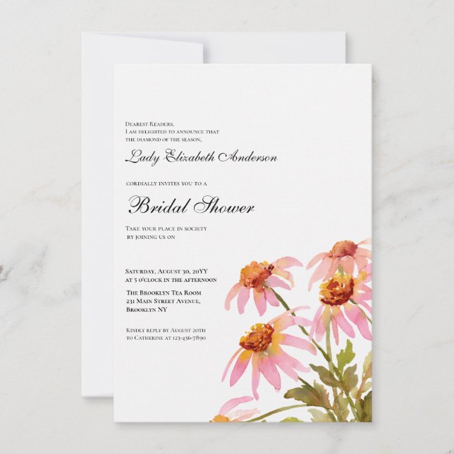 Invitation Fête des mariées Fleur sauvage Boho (Devant)