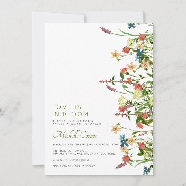 Invitation Fête des mariées Fleur sauvage Boho (Devant)