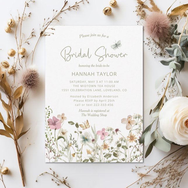 Invitation Fête des mariées fleur sauvage Boho (Créateur téléchargé)
