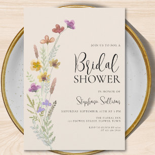 Invitation Fête des mariées Fleur sauvage Boho