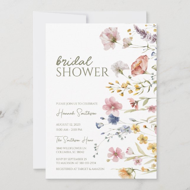 Invitation Fête des mariées Fleur sauvage Boho (Devant)
