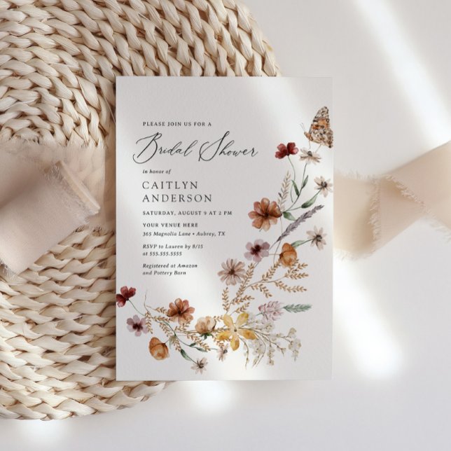 Invitation Fête des mariées Fleur sauvage Boho Fall (Créateur téléchargé)