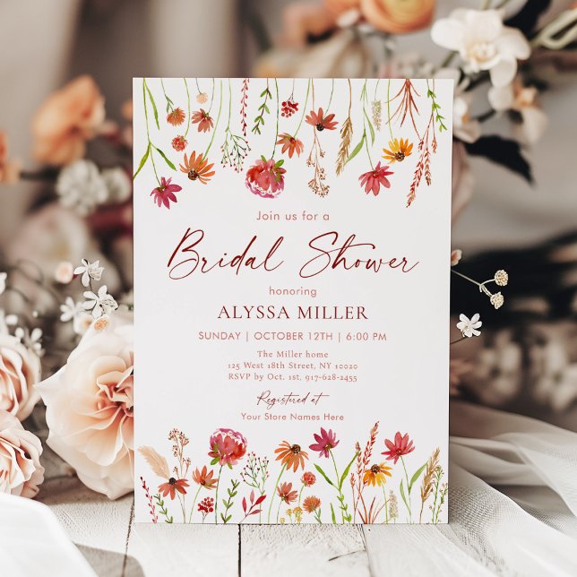 Invitation Fête des mariées Fleur sauvage Boho Fall (Créateur téléchargé)