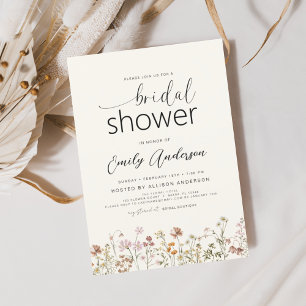 Invitation Fête des mariées Fleur sauvage Boho moderne élégan