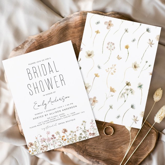 Invitation Fête des mariées Fleur sauvage Boho moderne élégan (Créateur téléchargé)