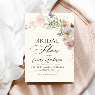 Invitation Fête des mariées Fleur sauvage Boho moderne élégan