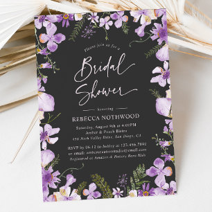 Invitation Fête des mariées Fleur sauvage boho pourpre tendan