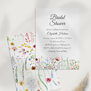 Invitation Fête des mariées Fleur sauvage Boho Watercolor