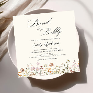 Invitation Fête des mariées Fleur sauvage Brunch & Bubbly Boh