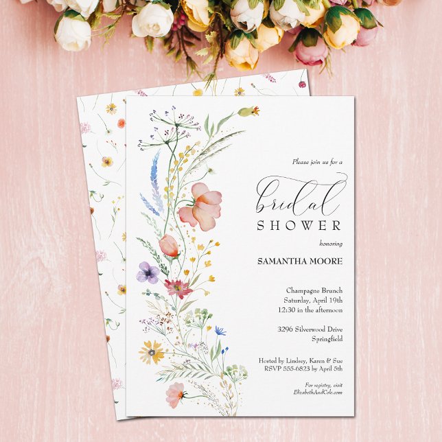 Invitation Fête des mariées Fleur sauvage Chic Boho (Chic Boho Wildflower Bridal Shower Invitations - PRINTED and/or INSTANT DOWNLOAD)