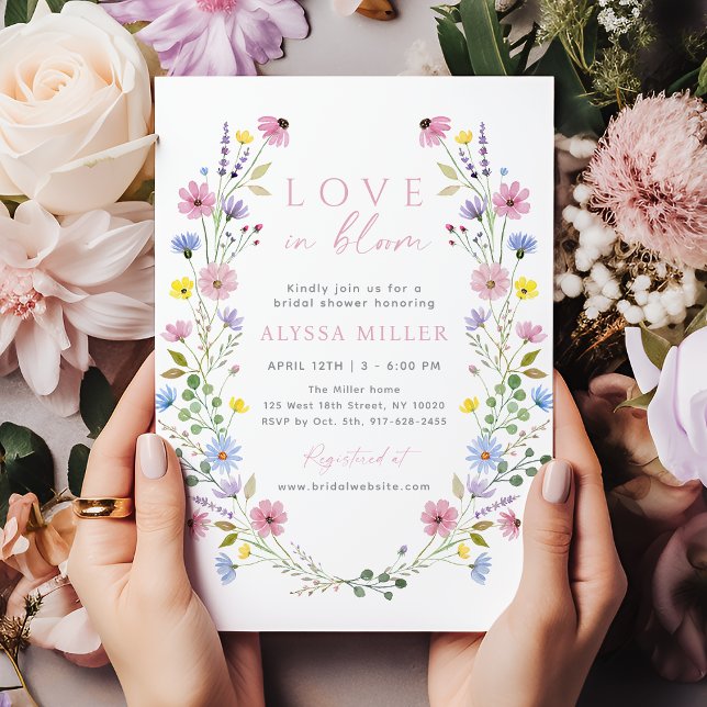 Invitation Fête des mariées Fleur sauvage de jardin boho roma (Créateur téléchargé)