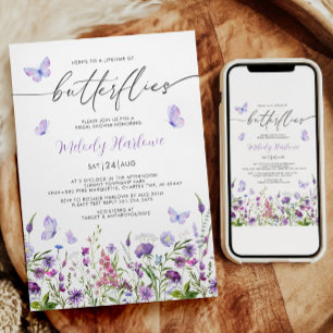 Invitation Fête des mariées Fleur sauvage de la vie des papil