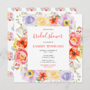 Invitation Fête des mariées Fleur sauvage des fleurs du print