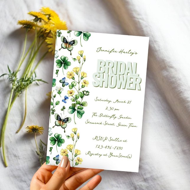 Invitation Fête des mariées Fleur sauvage et Shamrock de prin (Créateur téléchargé)