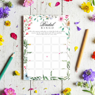 Invitation Fête des mariées fleur sauvage Jeu de Bingo cadeau