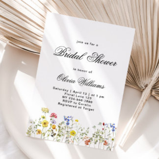 Invitation Fête des mariées Fleur sauvage minimaliste