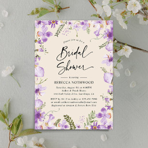 Invitation Fête des mariées Fleur sauvage moderne Boho Lavend