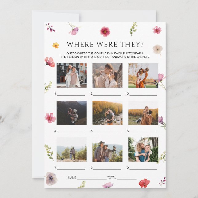 Invitation Fête des mariées fleur sauvage Où Ils Étaient Cart (Devant)