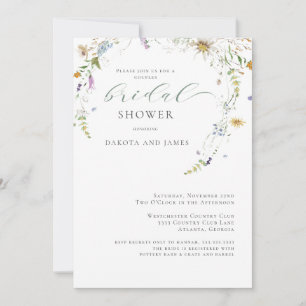 Invitation Fête des mariées fleur sauvage Sage Green Couples