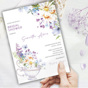 Invitation Fête des mariées fleur sauvage Tea Party