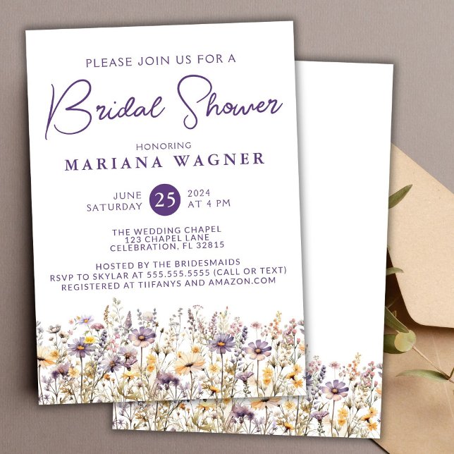 Invitation Fête des mariées Fleur sauvage violette (Créateur téléchargé)