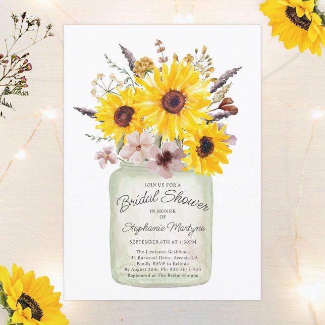 Invitation Fête des mariées fleurie de jarre fleur sauvage (Créateur téléchargé)