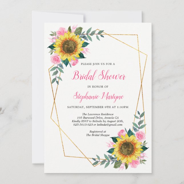 Invitation Fête des mariées Fleurs de soleil géométrique Flor (Devant)