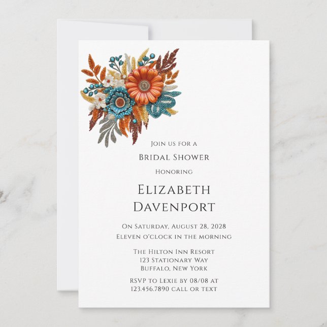 Invitation Fête des mariées Fleurs séquencées d'automne (Devant)
