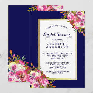 Invitation Fête des mariées floral chic   Marine b