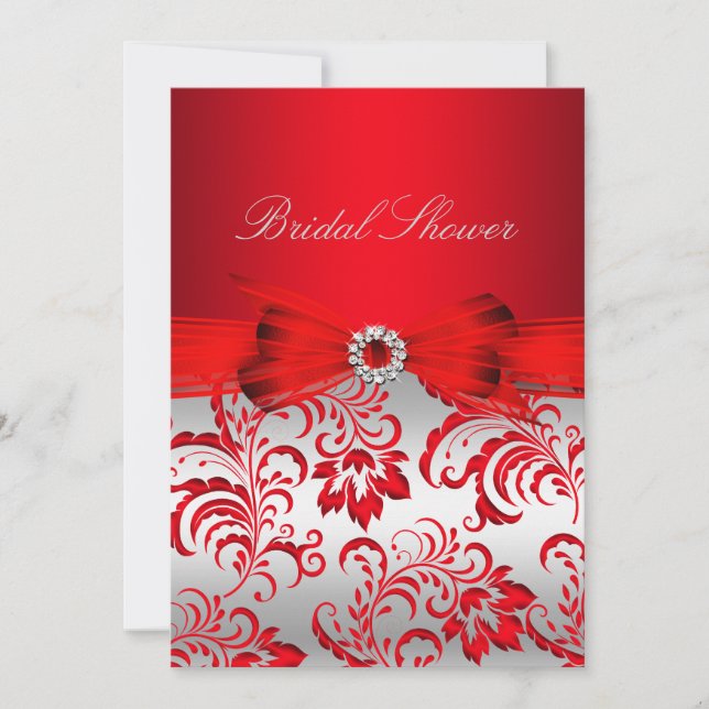 Invitation Fête des mariées Floral et Bow rouge (Devant)