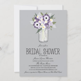 Invitation Fête des mariées Floral Mason Jar