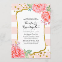 Fête des mariées Floral rose stries Gold Confetti