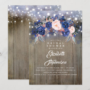 Invitation Fête des mariées floral rustique de la marine