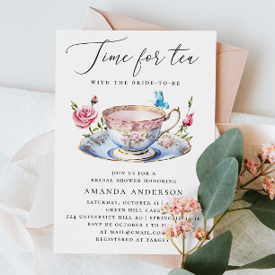 Invitation Fête des mariées Floral Tea Party avec papillon