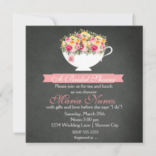 Invitation Fête des mariées Floral Tea Party Moderne Rustique