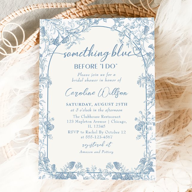 Invitation Fête des mariées Floral Toile bleu Chinoiserie (Créateur téléchargé)