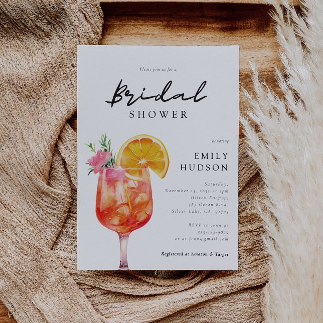 Invitation Fête des mariées florale Aperol Spritz (Créateur téléchargé)