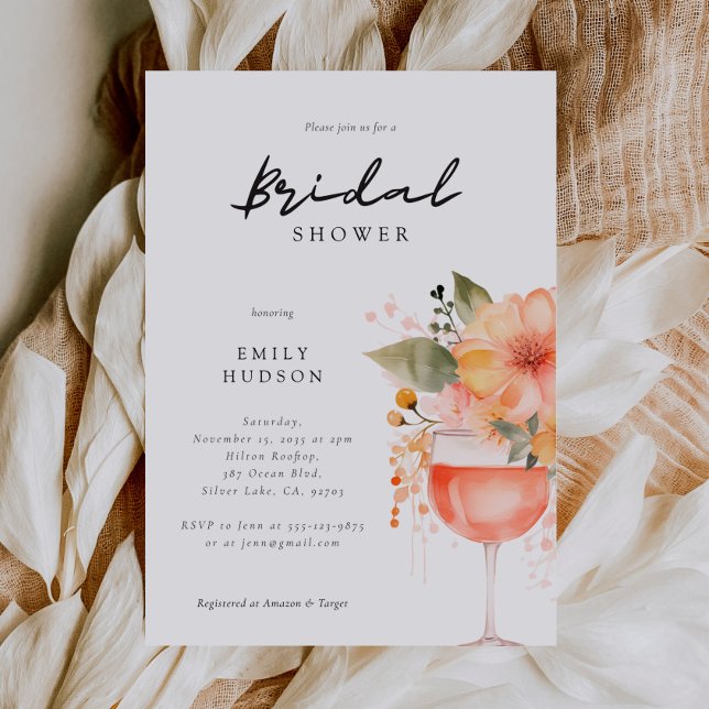 Invitation Fête des mariées florale Aperol Spritz (Créateur téléchargé)
