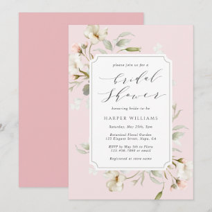 Invitation Fête des mariées florale blanche rose