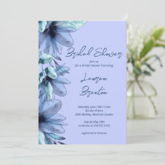 Invitation Fête des mariées florale bleu violet