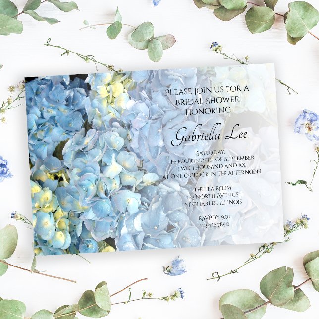 Invitation Fête des mariées Florale Blue Hydrangea (Créateur téléchargé)