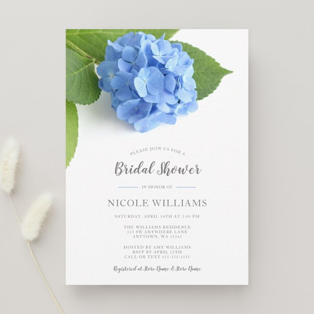 Invitation Fête des mariées Florale Blue Hydrangea (Créateur téléchargé)