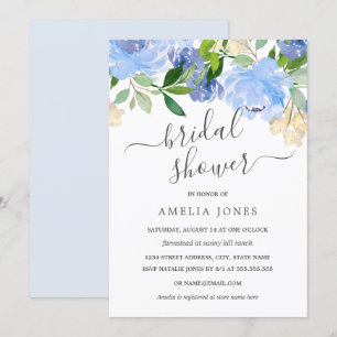 Invitation Fête des mariées florale Blue Navy