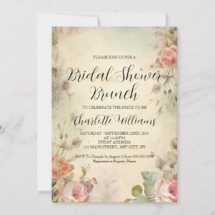 Invitation Fête des mariées Florale Brunch Style Vintage