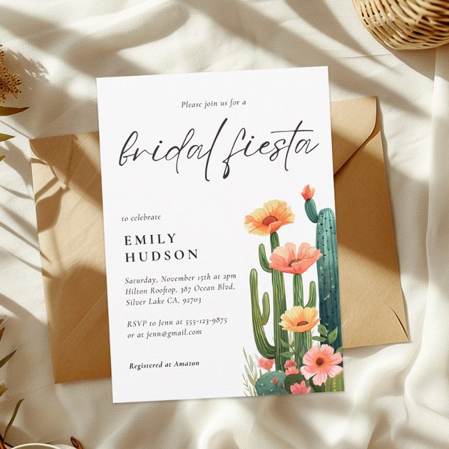 Invitation Fête des mariées florale Cactus Fiesta (Créateur téléchargé)