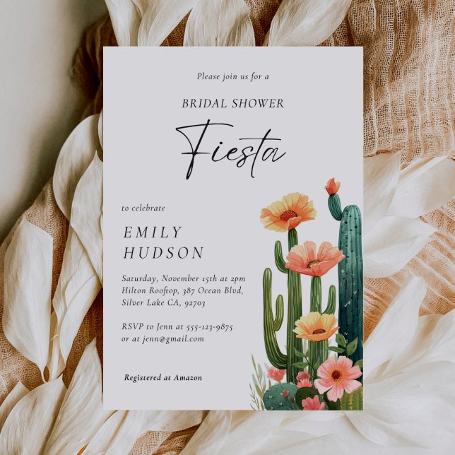 Invitation Fête des mariées florale Cactus Fiesta (Créateur téléchargé)