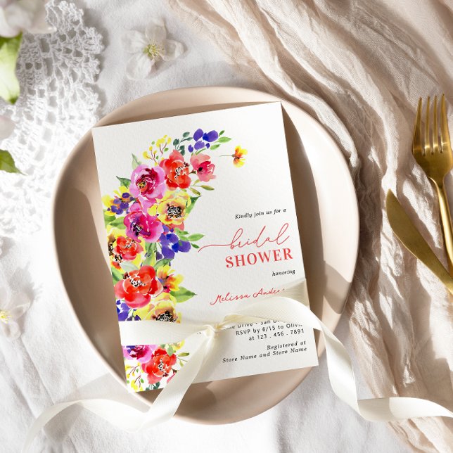 Invitation Fête des mariées florale colorée (Créateur téléchargé)